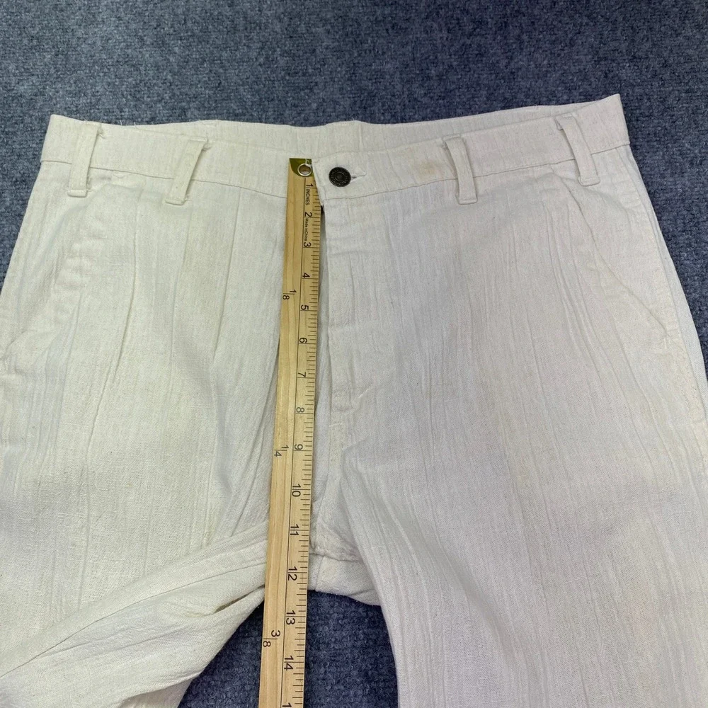 VTG Levis Off White Textured Flare Pants Talon 42 Zipper White Tab Sz 34 70s'